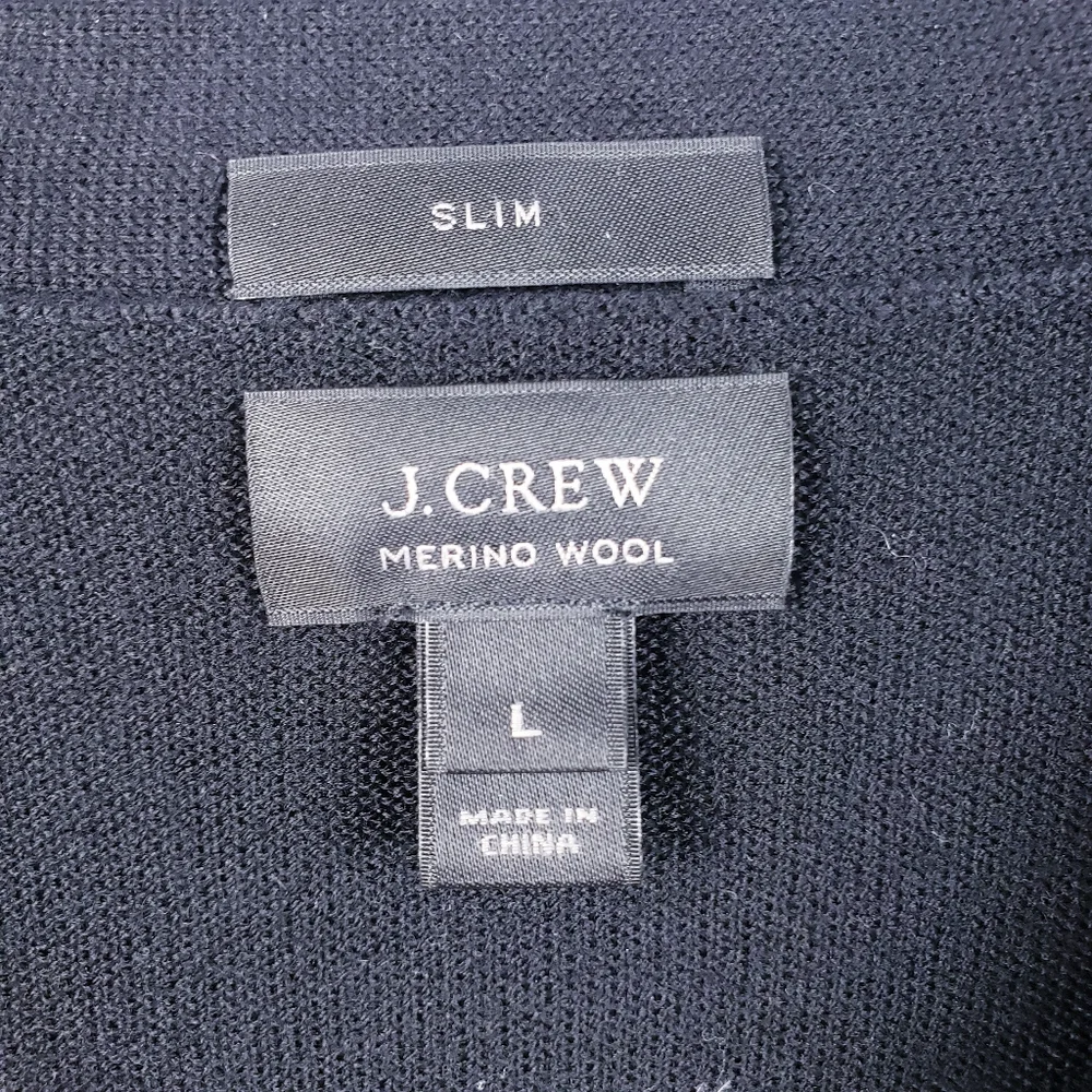 J. Crew Slim Fit Merino‎ Wool Cardigan Sweater Style C9767 Black Size Large